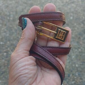 Vintage Borelli oxblood leather skinny belt 80s Logo preppy